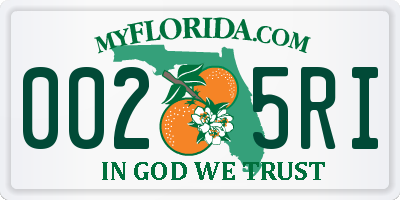 FL license plate 0025RI