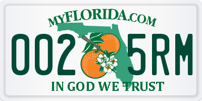 FL license plate 0025RM