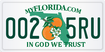 FL license plate 0025RU