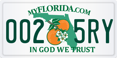 FL license plate 0025RY