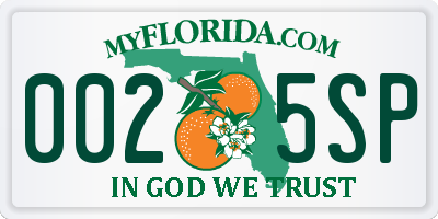 FL license plate 0025SP