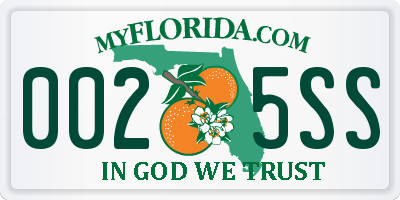 FL license plate 0025SS