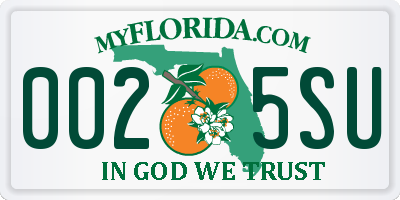 FL license plate 0025SU