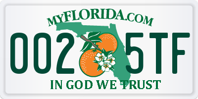FL license plate 0025TF