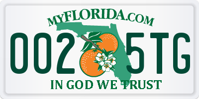 FL license plate 0025TG