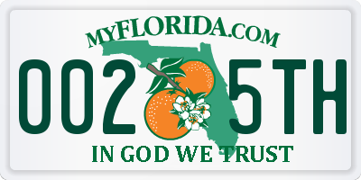 FL license plate 0025TH