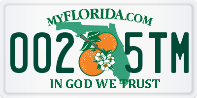 FL license plate 0025TM