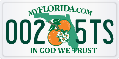 FL license plate 0025TS
