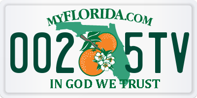 FL license plate 0025TV