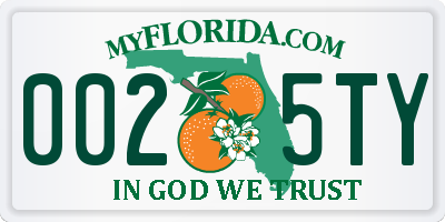 FL license plate 0025TY