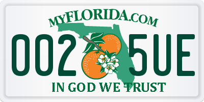 FL license plate 0025UE