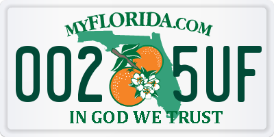FL license plate 0025UF