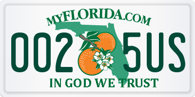 FL license plate 0025US