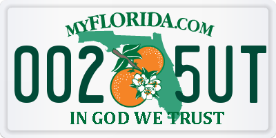 FL license plate 0025UT