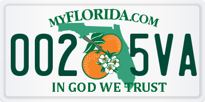 FL license plate 0025VA