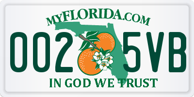FL license plate 0025VB