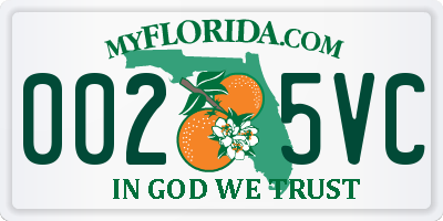 FL license plate 0025VC