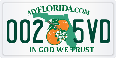 FL license plate 0025VD