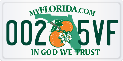 FL license plate 0025VF