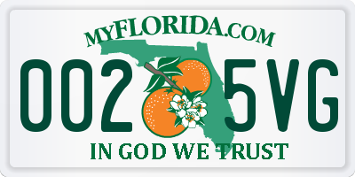 FL license plate 0025VG
