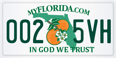 FL license plate 0025VH