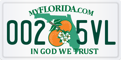 FL license plate 0025VL