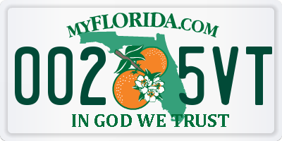 FL license plate 0025VT