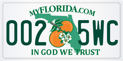 FL license plate 0025WC