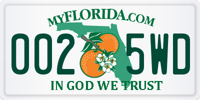 FL license plate 0025WD