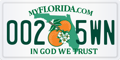FL license plate 0025WN