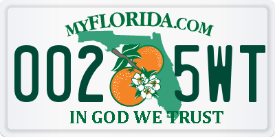 FL license plate 0025WT