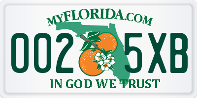 FL license plate 0025XB