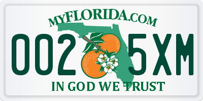 FL license plate 0025XM