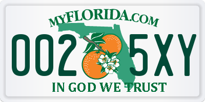 FL license plate 0025XY