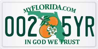 FL license plate 0025YR