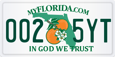FL license plate 0025YT