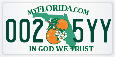 FL license plate 0025YY
