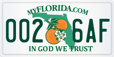 FL license plate 0026AF