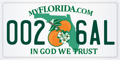 FL license plate 0026AL