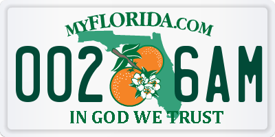 FL license plate 0026AM