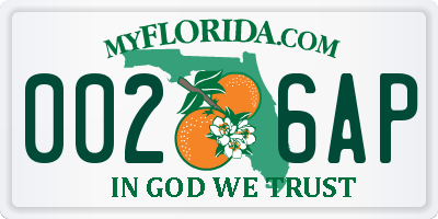 FL license plate 0026AP