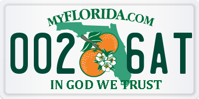 FL license plate 0026AT