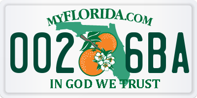 FL license plate 0026BA