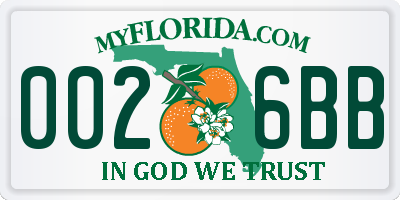 FL license plate 0026BB