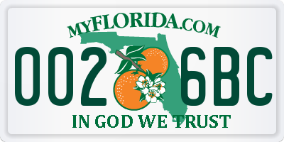FL license plate 0026BC