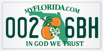 FL license plate 0026BH