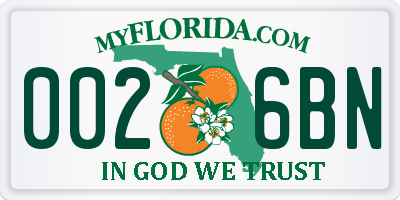 FL license plate 0026BN