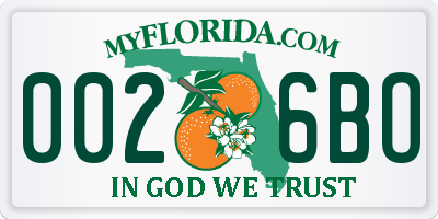 FL license plate 0026BO