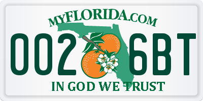 FL license plate 0026BT