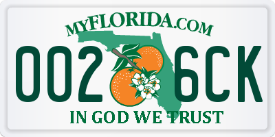 FL license plate 0026CK